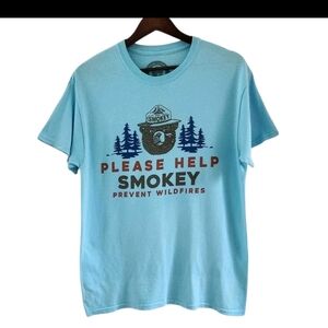 Smokey The Bear Blue Tee Shirt Help Prevent Wildfires Womens Size M